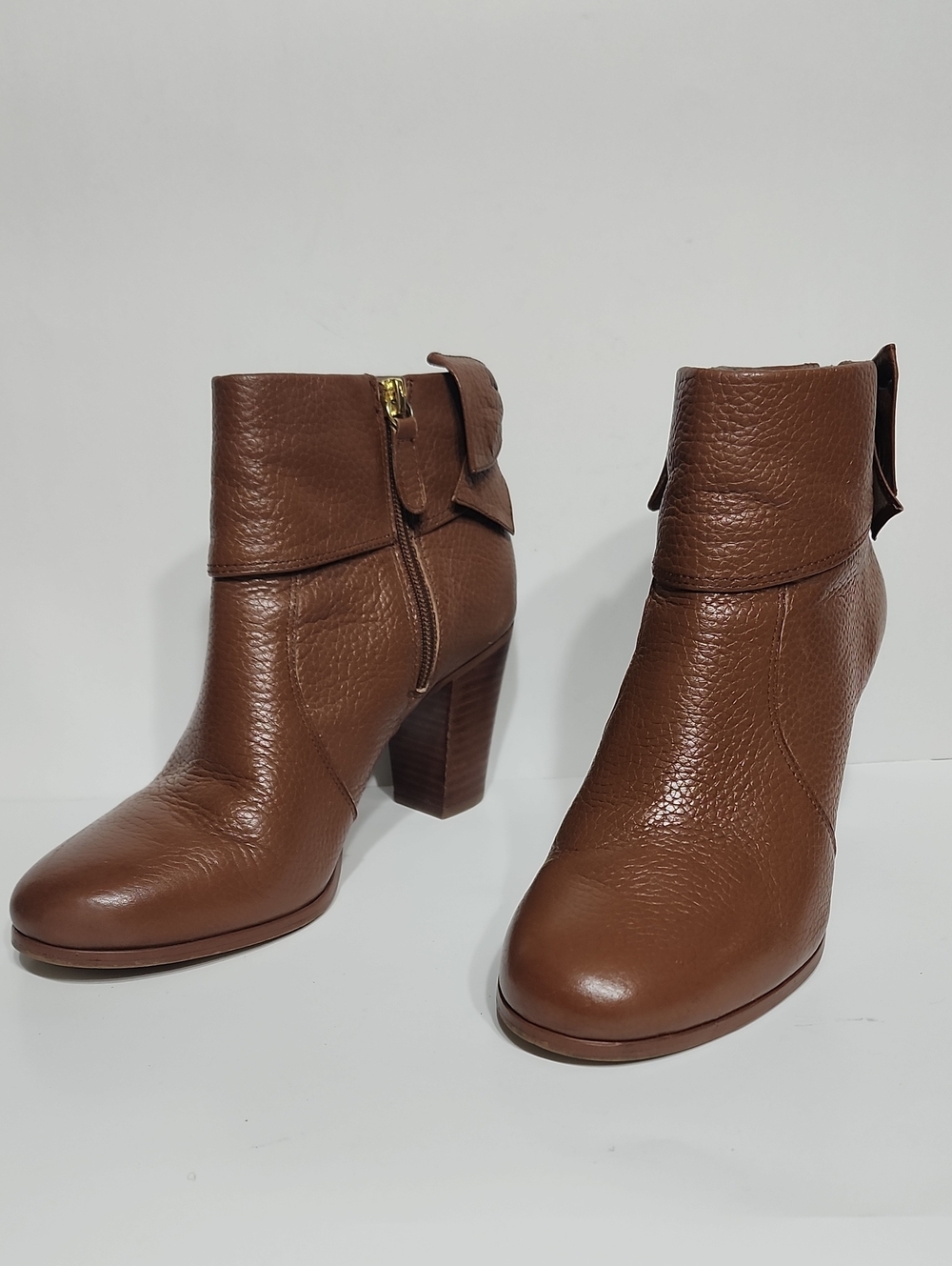 KATE SPADE LANISE Cognac Pebbled Leather Ankle Boots Size 8.5M